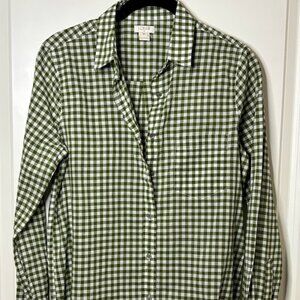 J.Crew XS Cool Long Sleeve Buttoned up White with Different Shades of Green